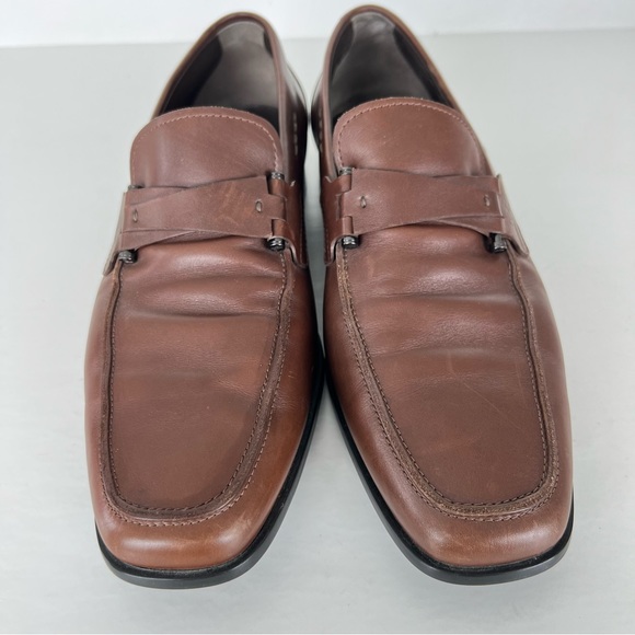 TOD’s Men Brown CrissCross Band Leather w Side Bars ClassIc Penny Loafer Sz 10 - Picture 4 of 15